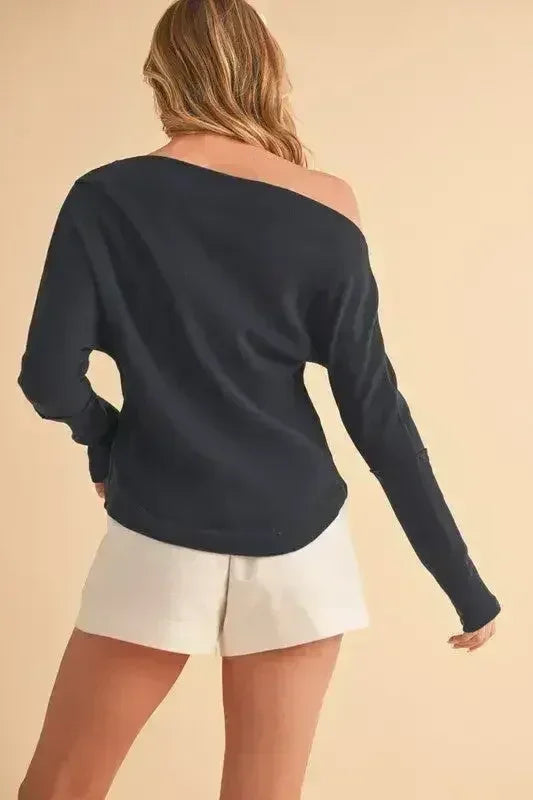 Aemi + Co One Shoulder Long Sleeve Knit Top - Femstylo