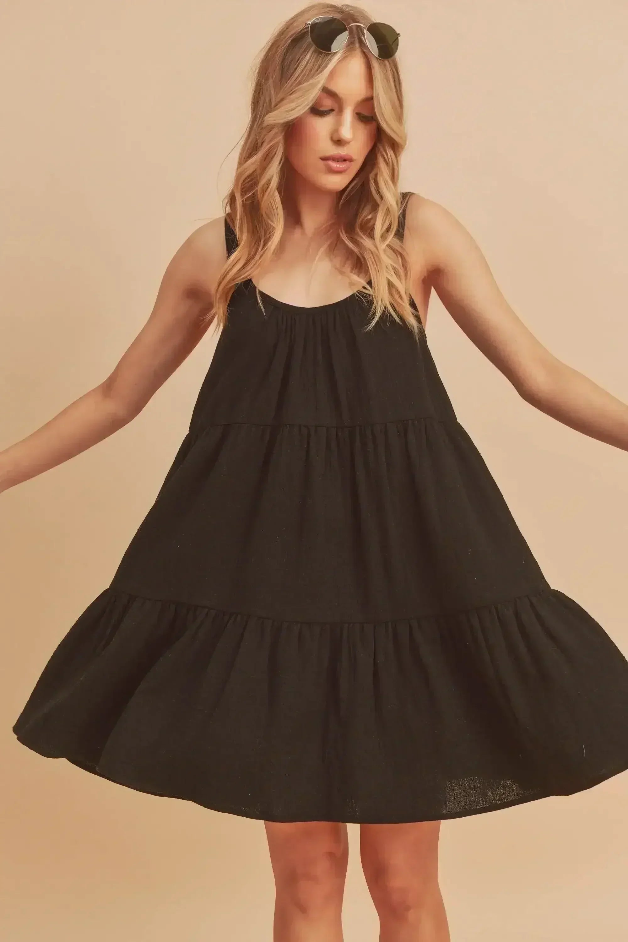 Aemi+Co Tiered Mini Cami Dress with Pockets - Femstylo