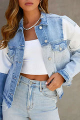 Sky Blue Denim Hem Jacket - Femstylo