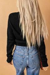 Textured Black Cardigan | Button-Front w/Pockets | Sizes S-3XL - Femstylo