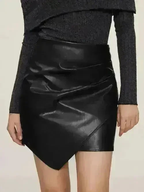 Ruched Mini Skirt with Zipper - Femstylo