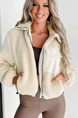 Jet Stream Zip-up Pocketed Hooded Sherpa Jacket - Femstylo