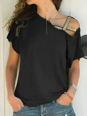 Asymmetrical Neck T-Shirt – Modern Basic with Edge - Femstylo