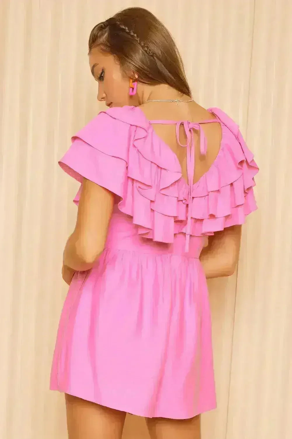 Idem Ditto Ruffled Layered Tie Back Romper - Femstylo