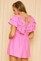 Idem Ditto Ruffled Layered Tie Back Romper - Femstylo