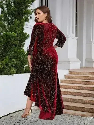 Plus Size Ruffle Hem High-Low Dress - Femstylo