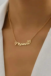 Gold Mama Letter Heart Pattern Necklace - Femstylo