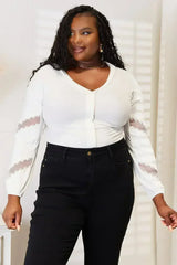 Off White V-Neck Dropped Shoulder Blouse - Versatile Top | Femstylo - Femstylo