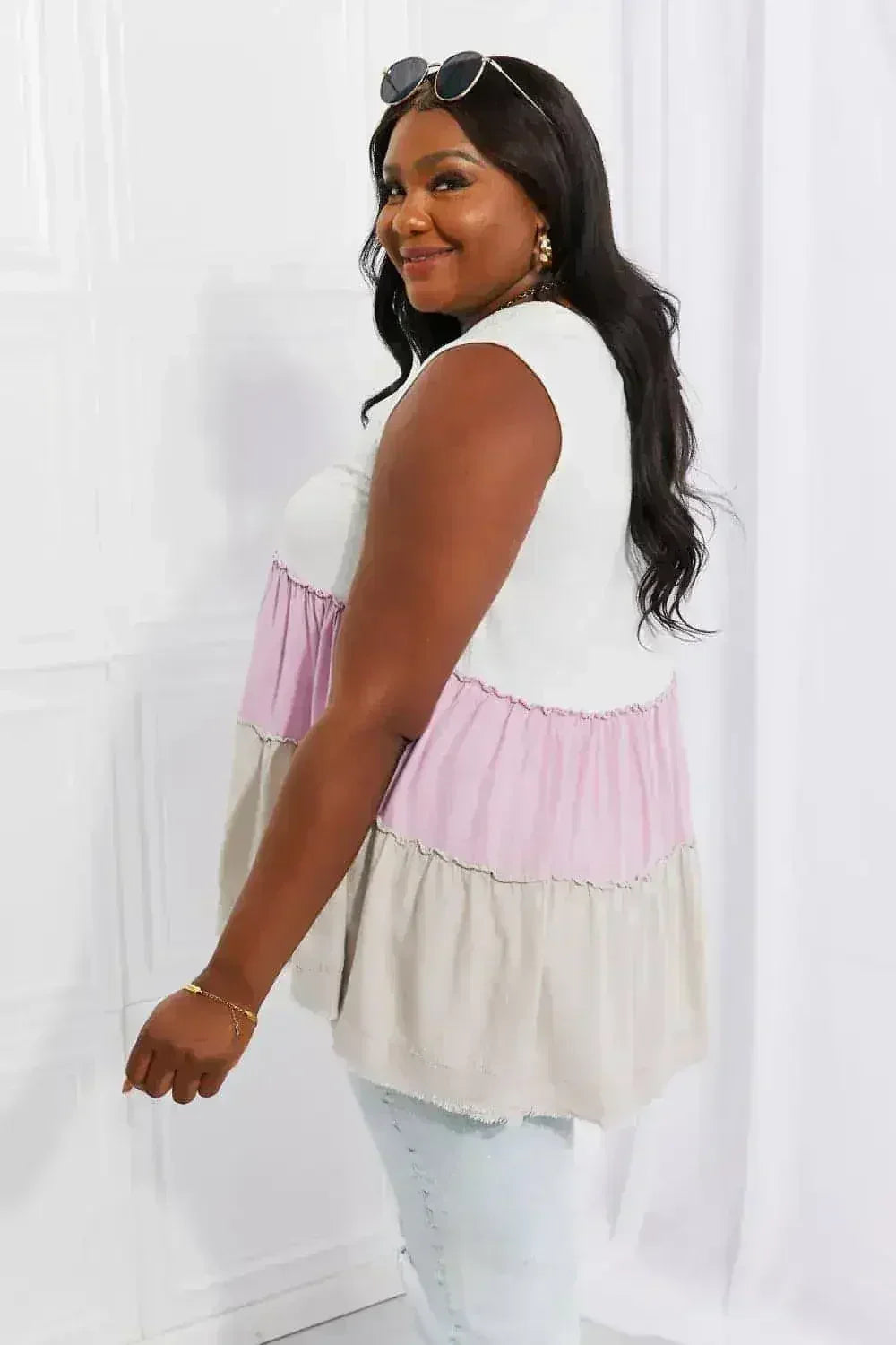 Lavender Color Block Baby doll Top - Sunset Design | Femstylo - Femstylo