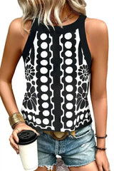 Black Geometric Print Sleeveless Top - Femstylo
