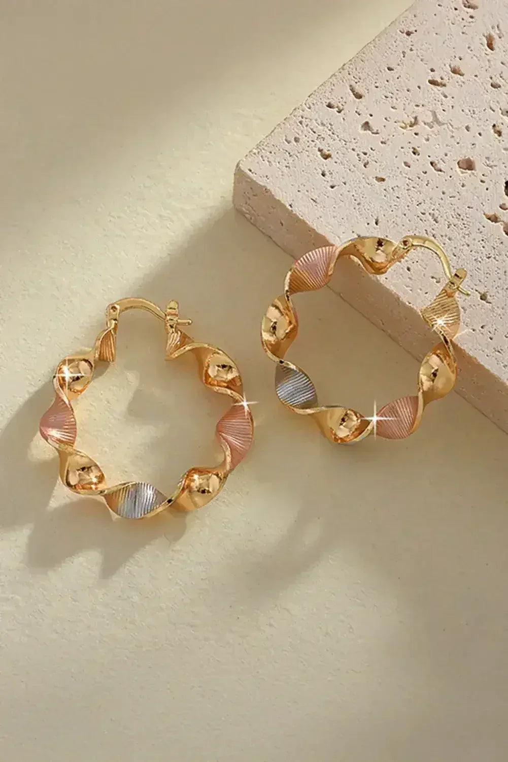 Gold Twisted Round Hoop Earrings - Femstylo