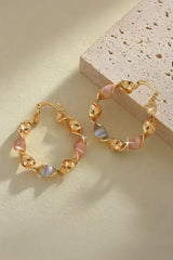 Gold Twisted Round Hoop Earrings - Femstylo