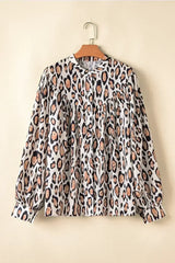 Light Leopard Print Balloon Sleeve Loose Blouse | Femstylo - Femstylo