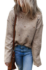 Gray Morn Contrast Colored Dot Detail Drop Shoulder Sweater