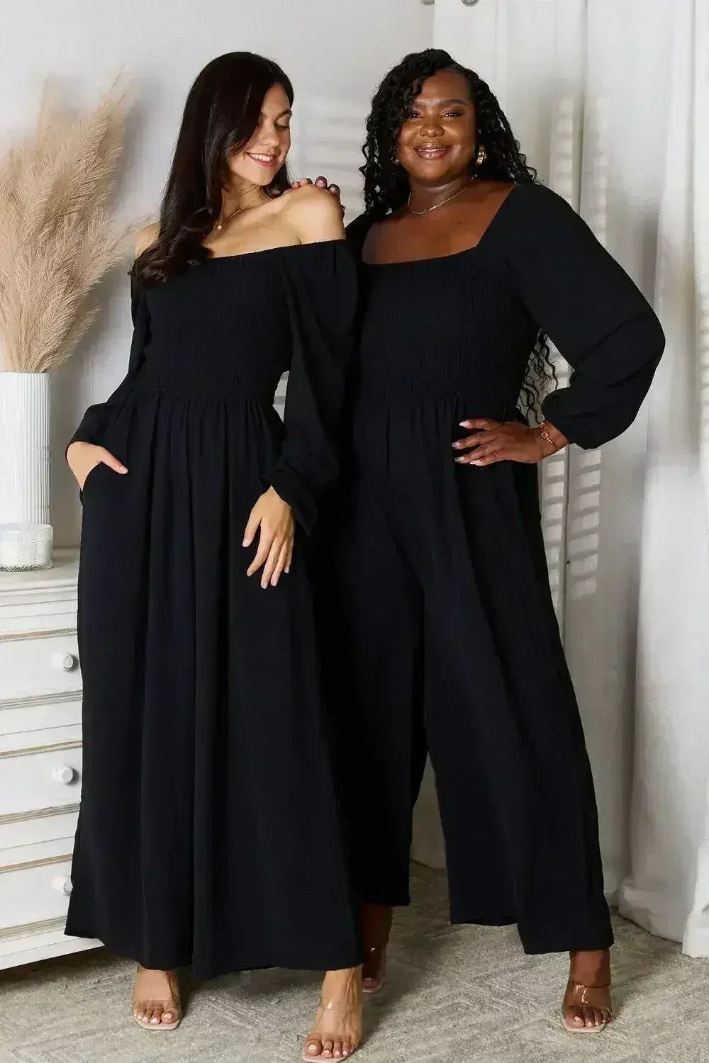 Double Take Square Neck Jumpsuit with Pockets - Femstylo