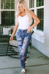 American Flag Patched Distressed Jeans - Femstylo