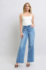 Judy Blue Wide Leg Jeans – High Waist w/ Pockets | 93% Cotton Blend - Femstylo