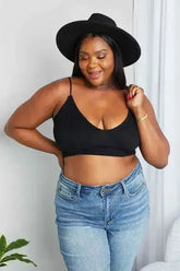 Zenana Full Size Textured Spaghetti Strap Bralette in Black - Femstylo