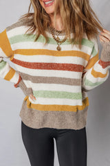 Multicolour Colorblock Drop Shoulder Crew Neck Sweater