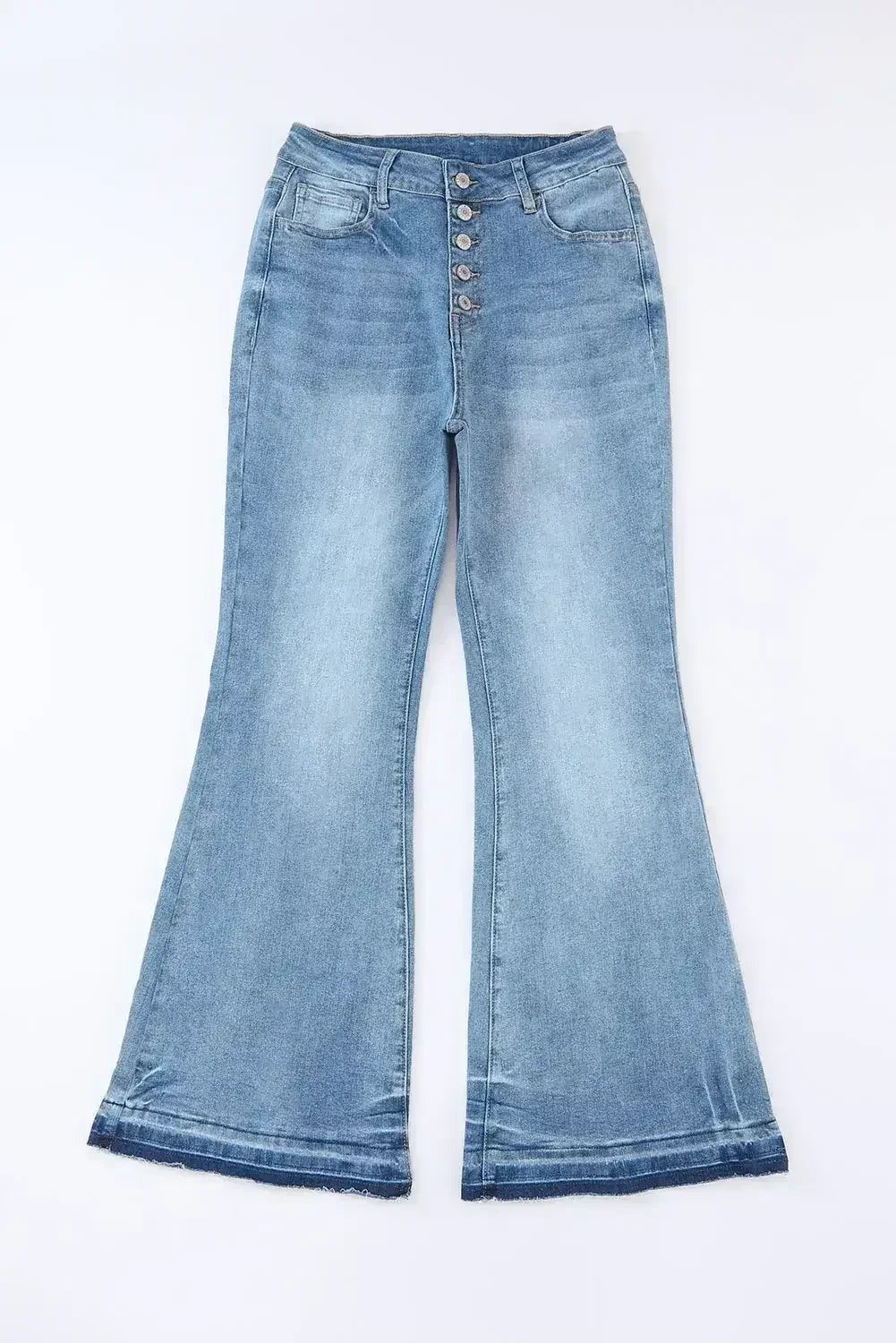 Blue Light Wash High Waisted Bell Bottom Jeans - Femstylo