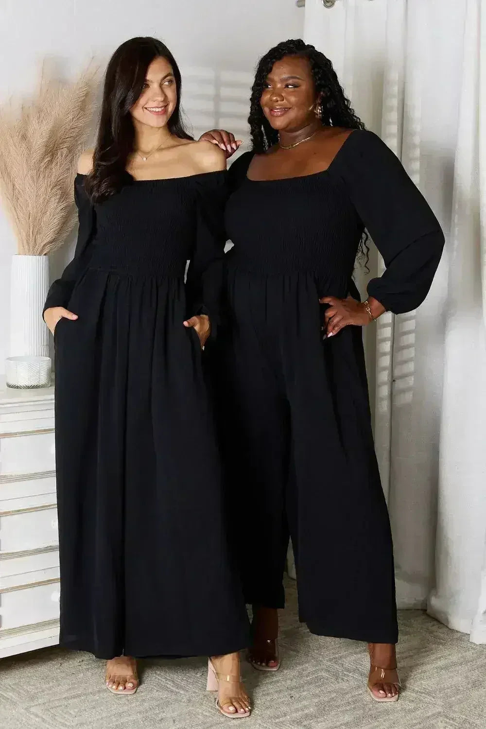 Double Take Square Neck Jumpsuit with Pockets - Femstylo