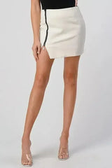 High-Waisted Zip-Front Mini Skirt - Femstylo