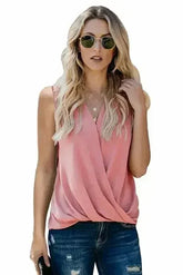 V Neck Draped Tank Top - Femstylo