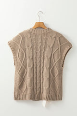 Simply Taupe Satin Bowknot Cable Knit Top