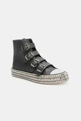 Beast Fashion Multi-Buckle Straps Studded Platform Sneakers - Femstylo