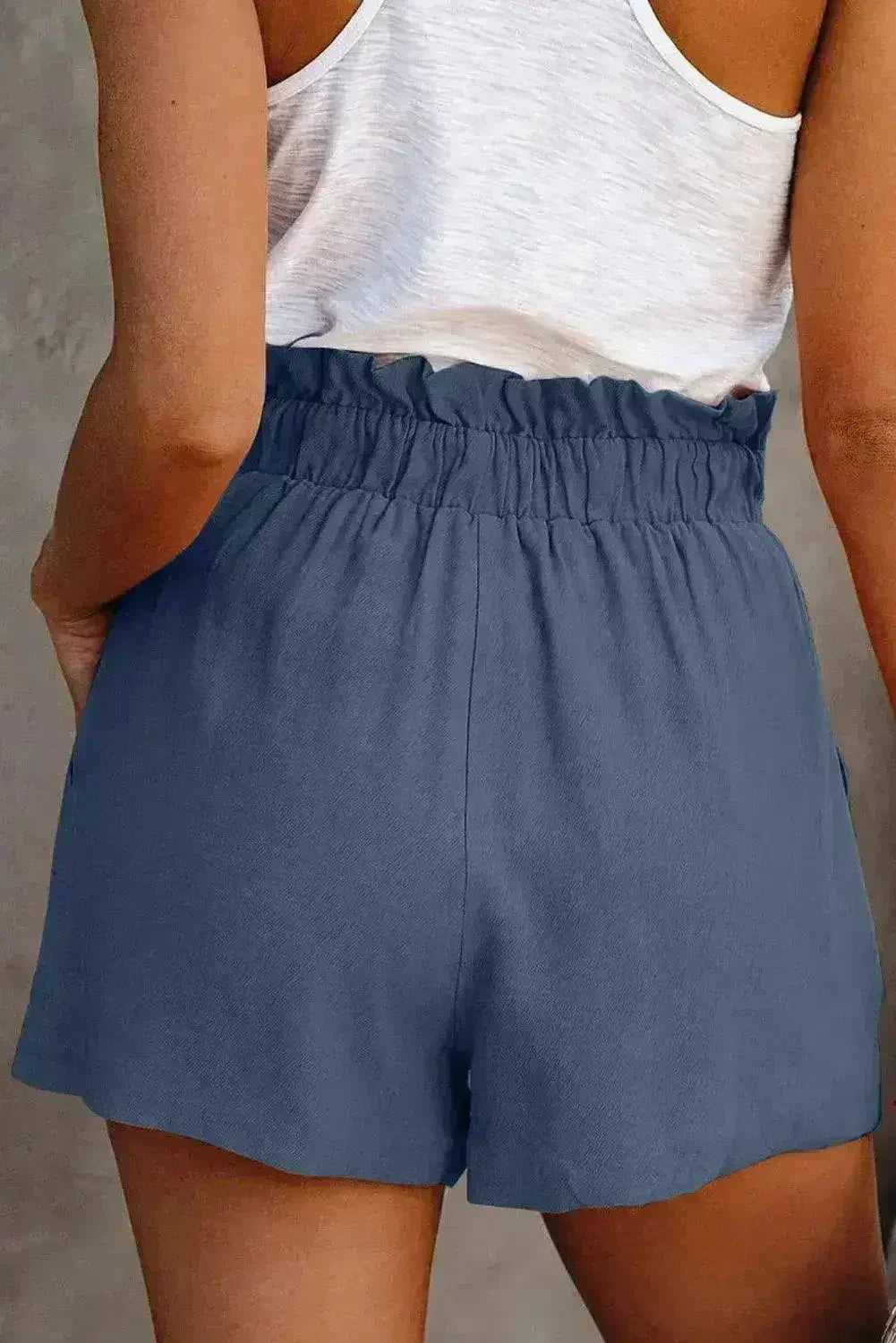 Ruffled Tied Waist Solid Shorts - Femstylo