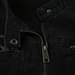 Rockmore Streetwear Double Zipper Denim Jackets Solid Casual Vintage Long Sleeve Outerwear Harajuku Cargo Style Women's Coats