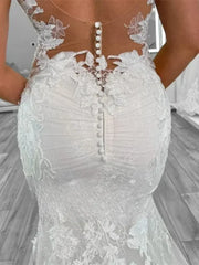 Boho Mermaid Wedding Dresses for Women Open Back V-Neck Lace Spaghetti Strap Bridal Gown Vestidos De Novia Customized