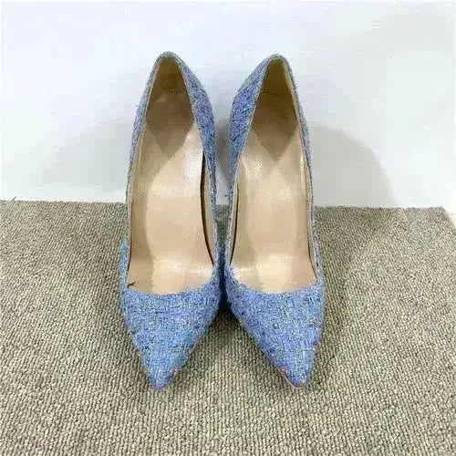 New Woven High Heels 12CM Pointed Toe Stiletto Pumps All-Match Women's - Femstylo