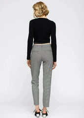 Women's Wrap Front Tie Ribbed Crop Knit Top In Black - Femstylo