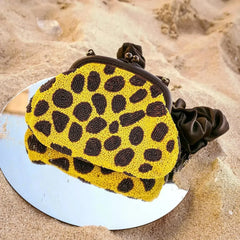 ARNOLDI VENOM Hand-beaded Clutch Bag In Black & Yellow - Femstylo