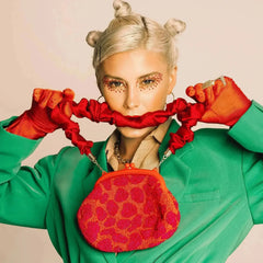 ARNOLDI JEAN Hand-beaded Clutch, in Red & Pink - Femstylo