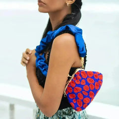 ARNOLDI Mandy Hand-beaded Clutch, in Savoy Blue & Red - Femstylo