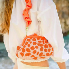 ARNOLDI PEACHPUFF Hand-beaded Clutch Bag In Orange & Peach - Femstylo