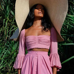 Arum Bamboo Top – Feminine & Flowy Cropped Top with Blush Pink - Femstylo