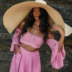 Arum Bamboo Top – Feminine & Flowy Cropped Top with Blush Pink - Femstylo