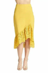 Aster Skirt - Cotton eyelet asymmetric hi-lo skirt marigold - Femstylo