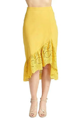 Aster Skirt - Cotton eyelet asymmetric hi-lo skirt marigold - Femstylo