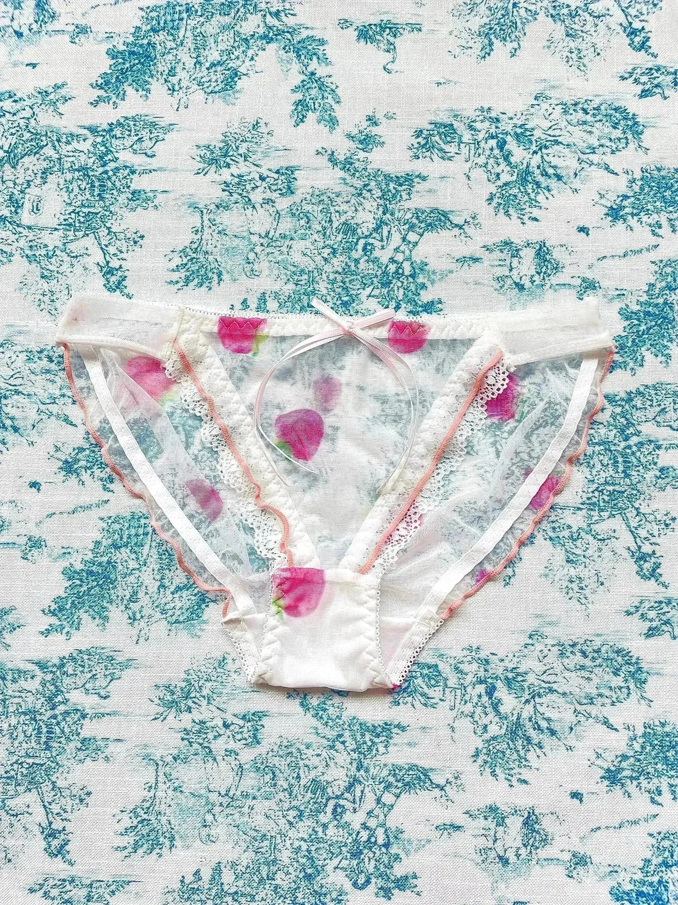 White Mesh Strawberry Panty - Femstylo