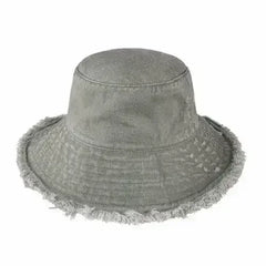Wide Brim Frayed Bucket Hat - Femstylo