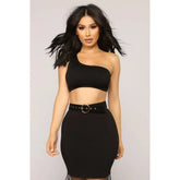 Black One Shoulder Crop Top - Femstylo
