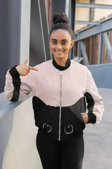 Black Cat on Pink Background Bomber Jacket - Femstylo