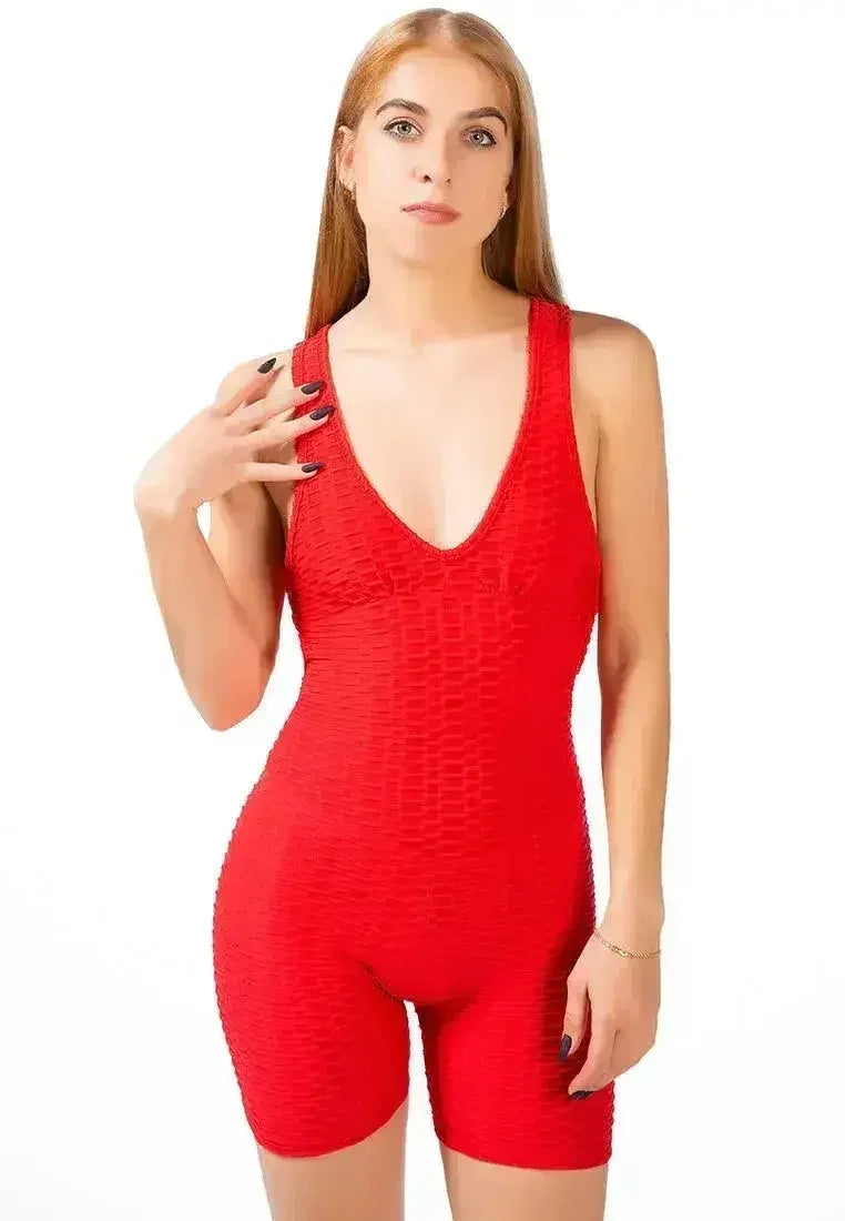 Back Cross Strap Yoga Jumpsuit – Moisture-Wicking 95% Polyester - Femstylo