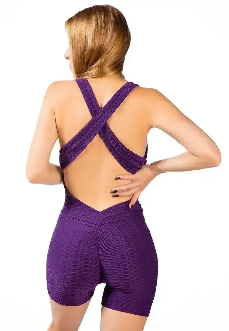 Back Cross Strap Yoga Jumpsuit – Moisture-Wicking 95% Polyester - Femstylo
