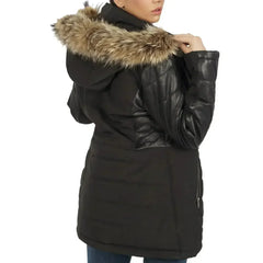 Bella Faux Fur Black Hooded Jacket - Femstylo