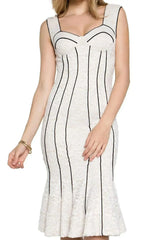 Bella Dress - Bustier lace mermaid dress with black piping detail - Femstylo